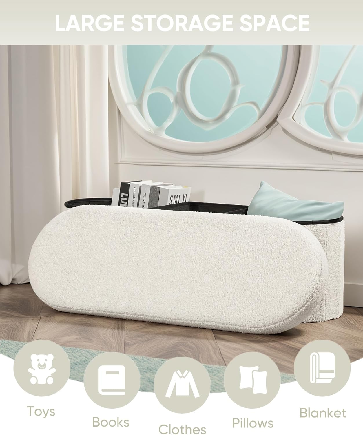 Folding Ottoman Storage Bench