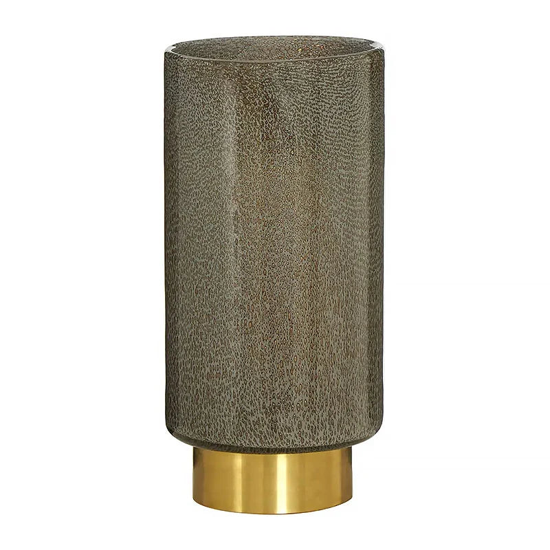 Grey Glass And Brass Gold Metal Large Vase