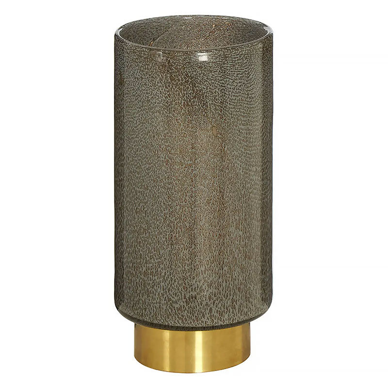 Grey Glass And Brass Gold Metal Large Vase